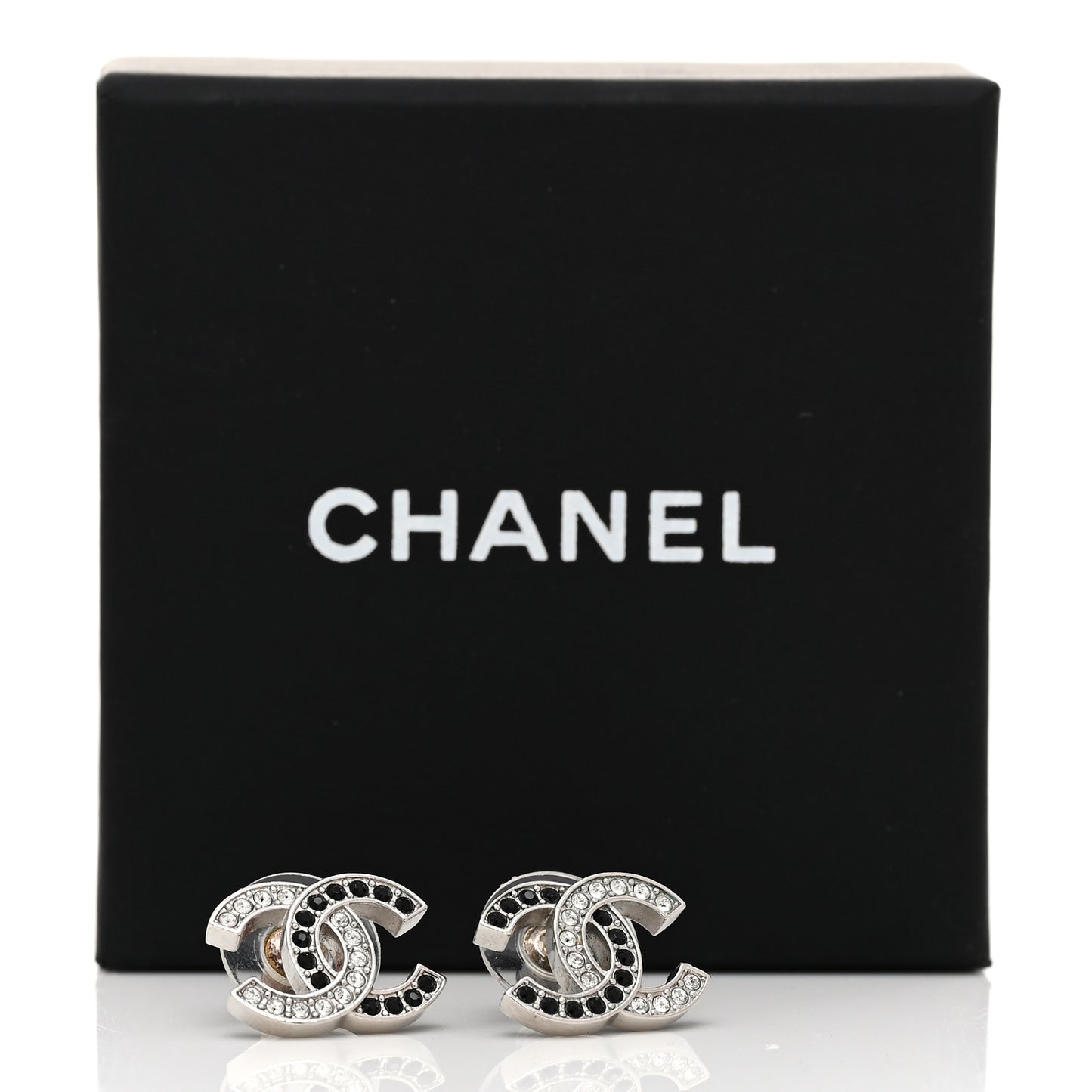 Crystal CC Earrings Silver Black