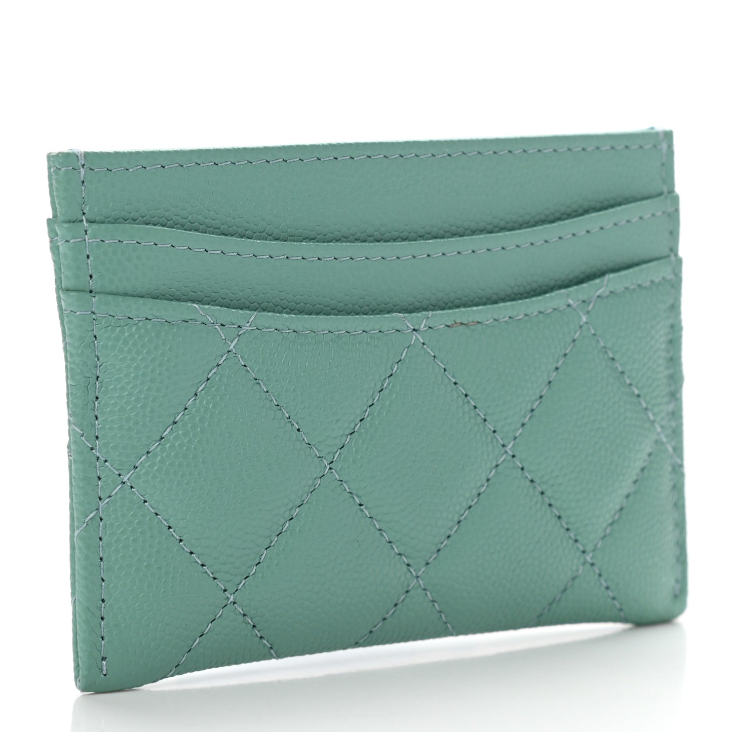 Caviar Quilted Card Holder Green