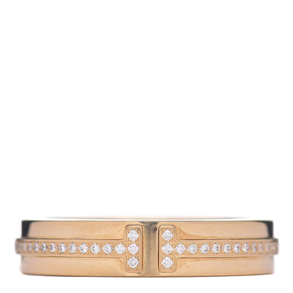Tiffany 18K Yellow Gold Diamond T Two Narrow Ring 54 7 1 of 4