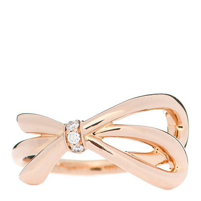 Tiffany 18K Rose Gold Diamond Bow Ring 49 4.75 1 of 4