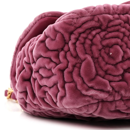 Chanel Velvet Camellia Embossed Mini Square Flap Pink 9 of 15