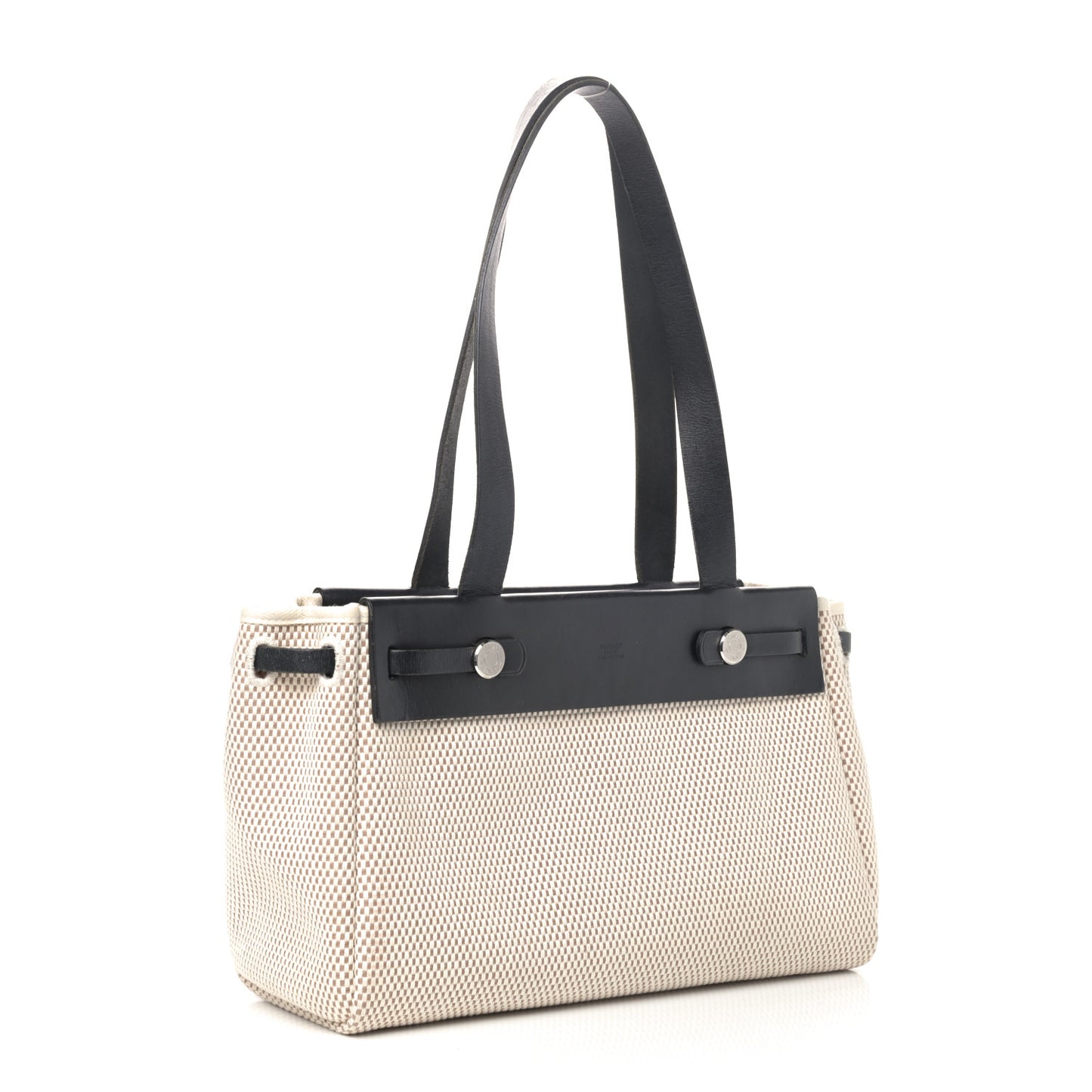 Toile Vache Calfskin Herbag Cabas PM Natural Black