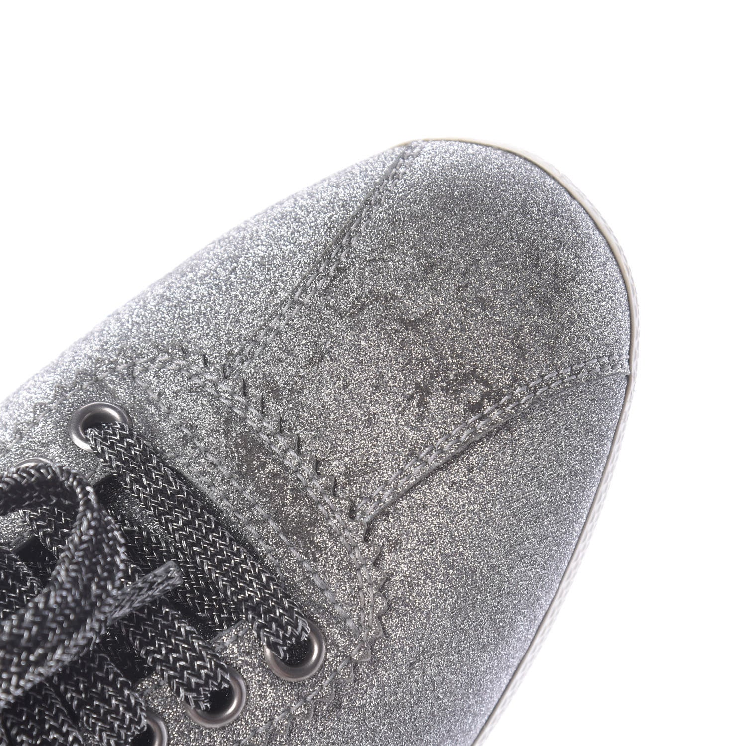 Gucci Glitter Fabric Studded Womens Web Sneakers 39 Silver 8 of 12