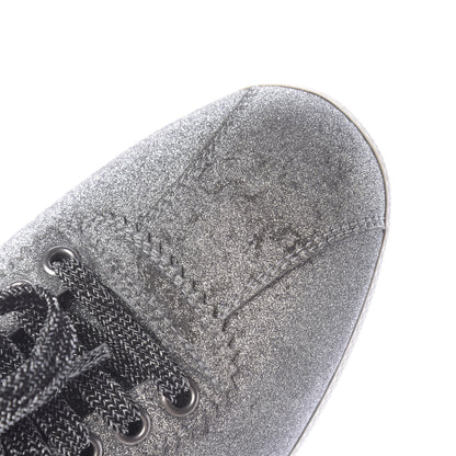 Gucci Glitter Fabric Studded Womens Web Sneakers 39 Silver 8 of 12