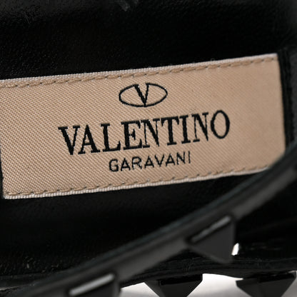 Valentino Garavani Calfskin Lacquered Monochrome Rockstud Ankle Strap 100mm Pumps 37 Black 7 of 11