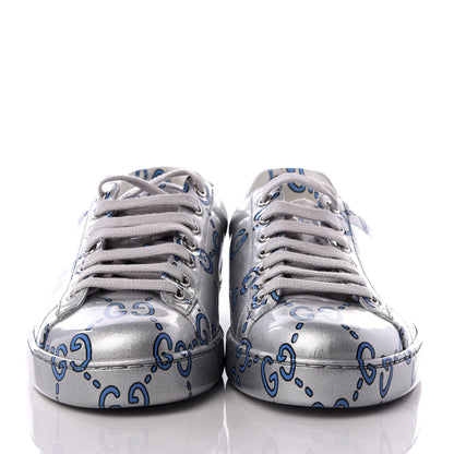 Gucci Miro Rubber Wax GucciGhost Print Mens New Ace Sneakers 6.5 Silver 2 of 10
