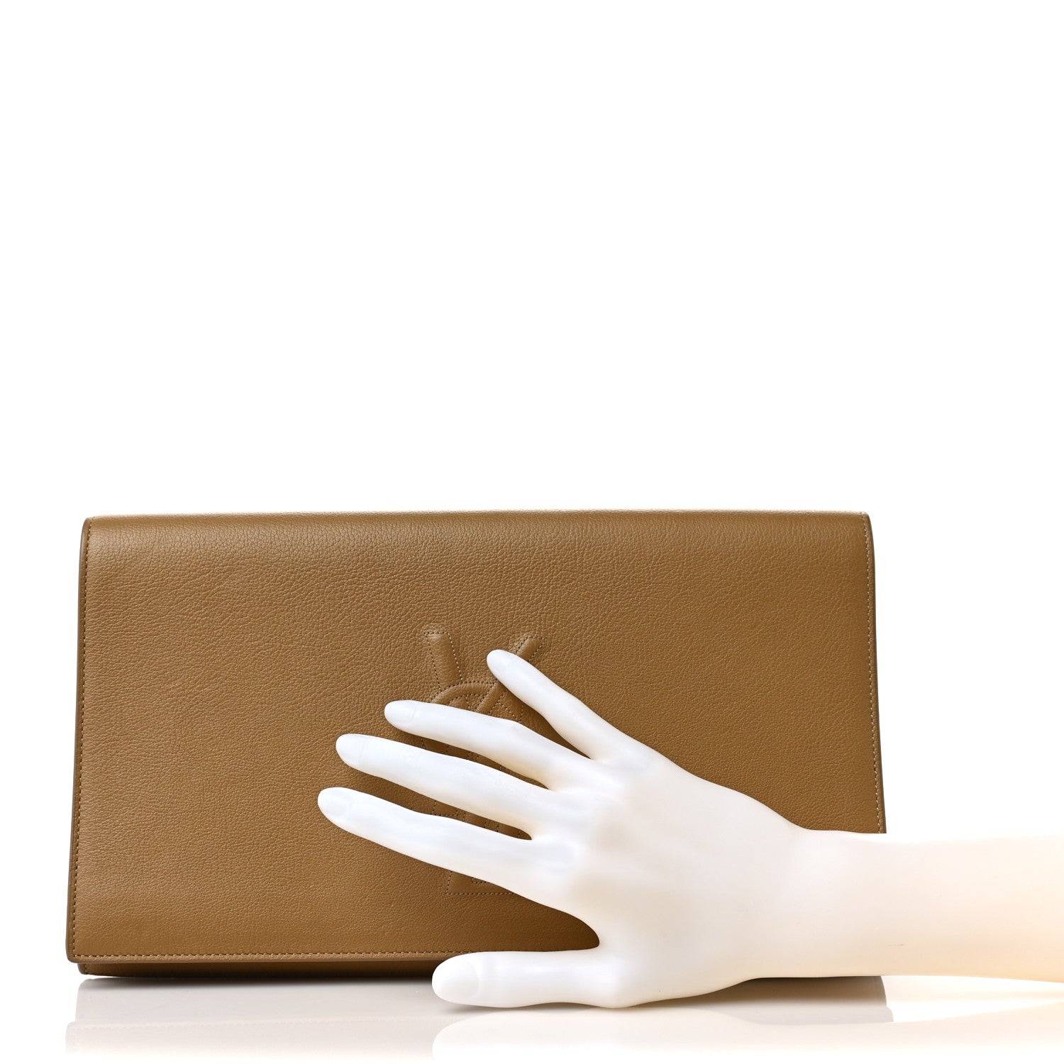 Saint Laurent Goatskin Large Belle De Jour Clutch Beige 2 of 9