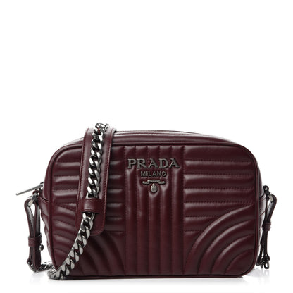 Prada Soft Calfskin Impunture Diagramme Camera Bag Granato 1 of 9