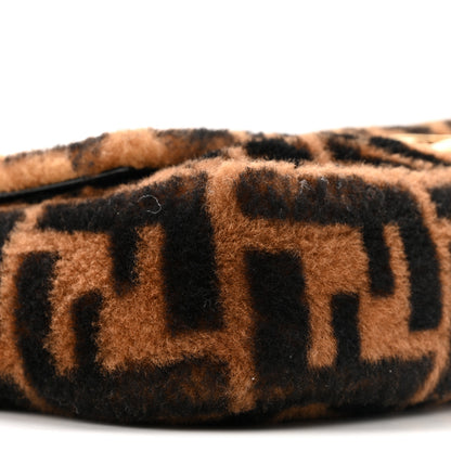 Fendi Shearling Vitello Dolce Macro FF 1974 Baguette Tobacco Black 9 of 12