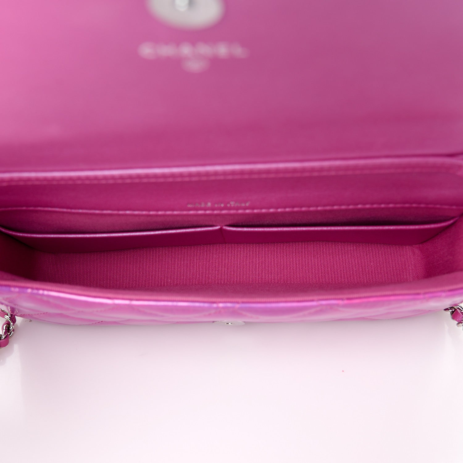 Chanel Iridescent Mirror Goatskin Quilted Clutch With Chain Pink 5 of 12