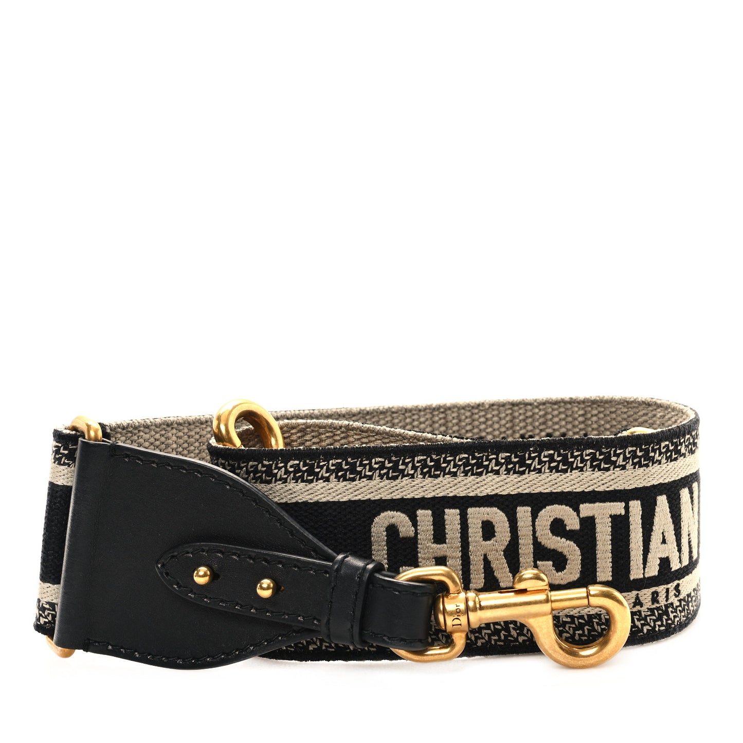 Canvas Embroidered Shoulder Strap Black