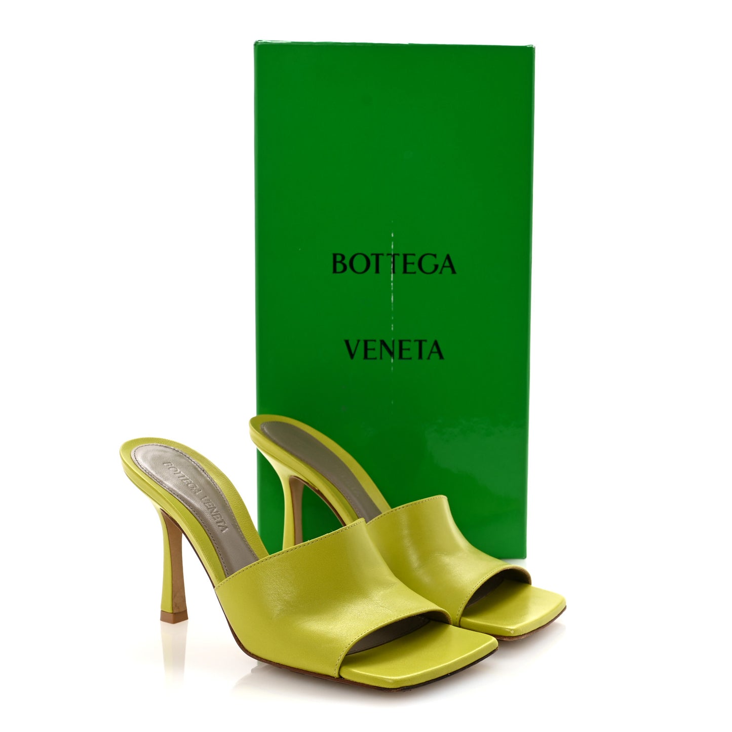 Lambskin Stretch Mule Sandals 35.5 Kiwi