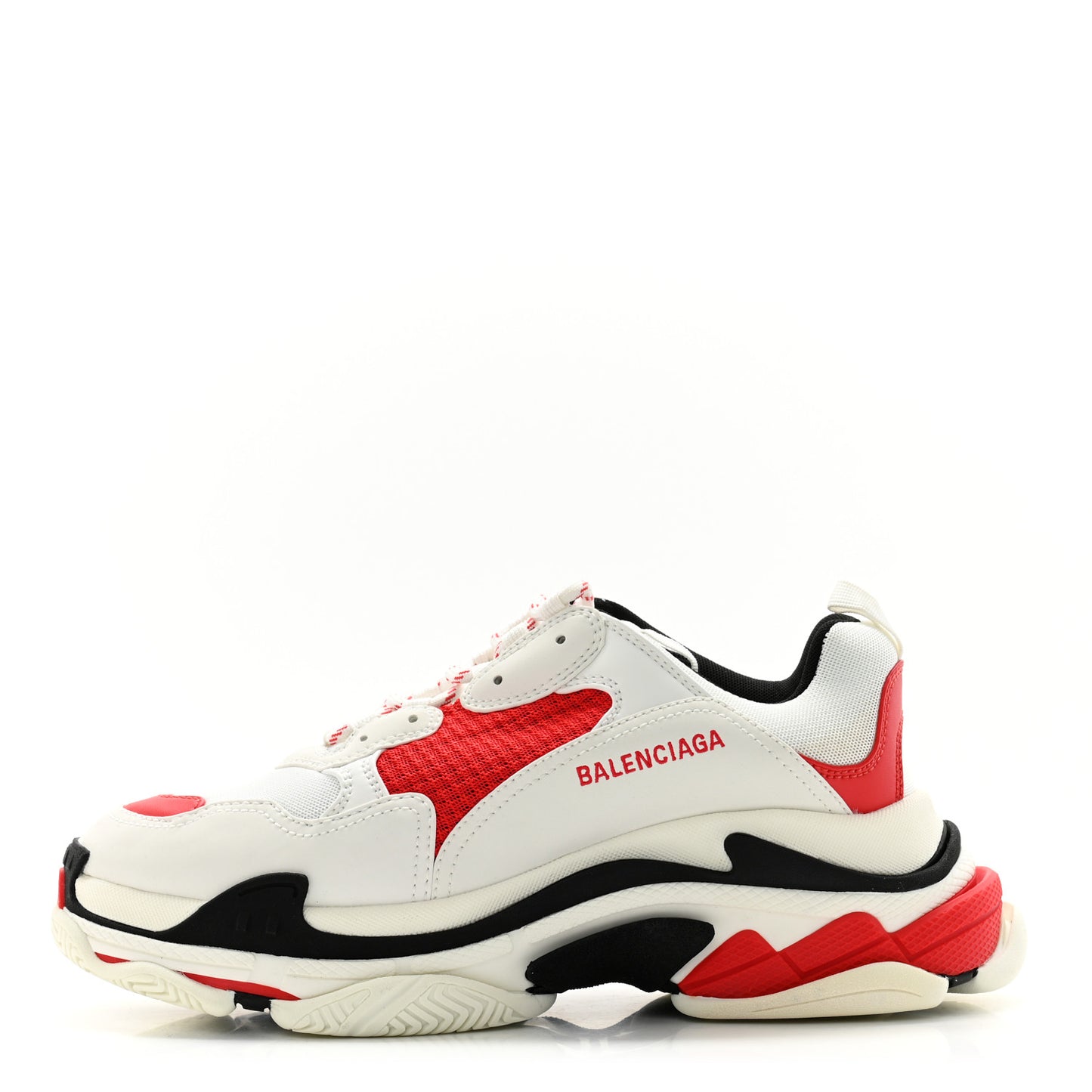 Fabric Mesh Mens Triple S Sneakers 44 White Red