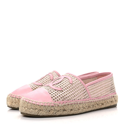 Chanel Mesh Lambskin CC Espadrilles 38 Light Pink Beige 3 of 8
