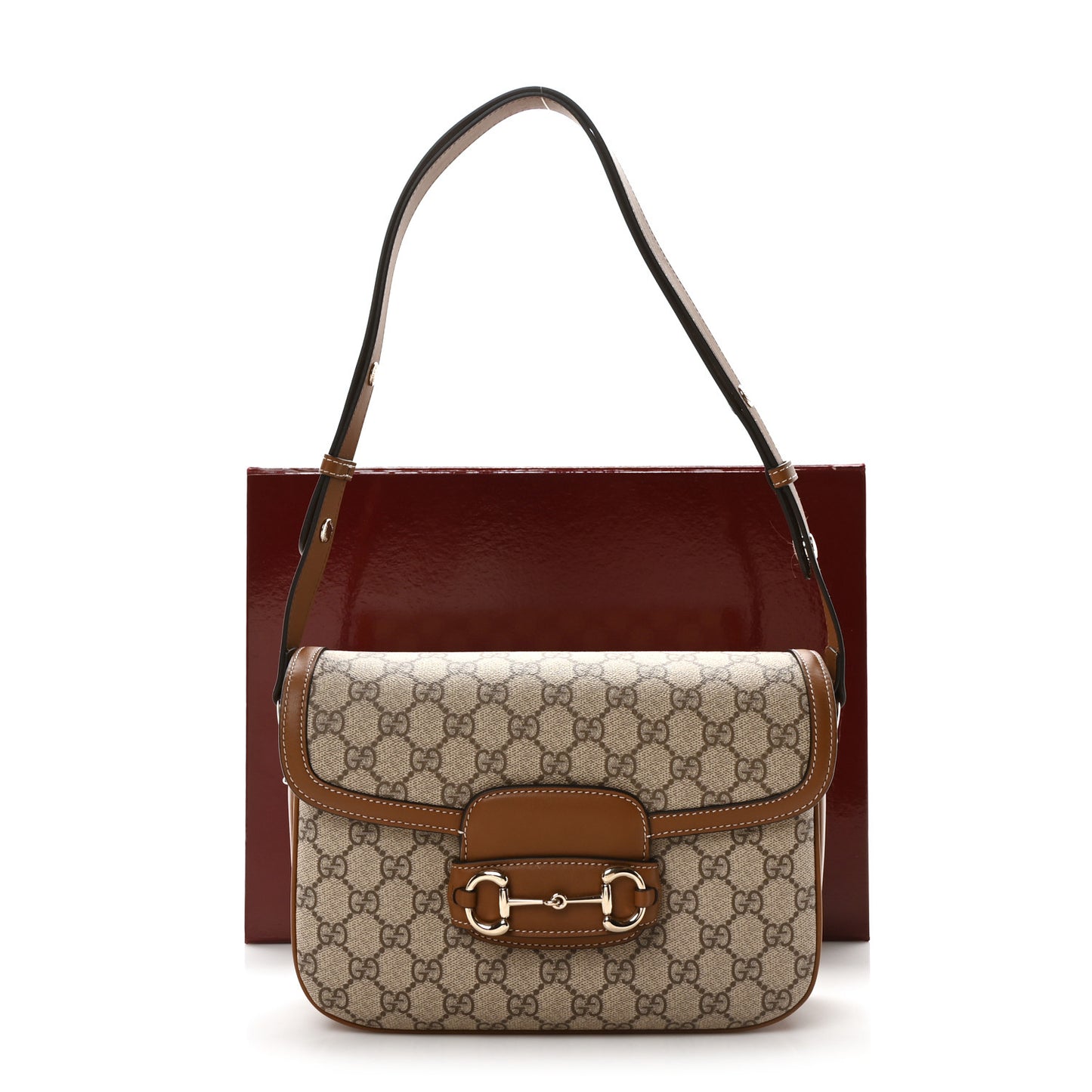 GG Supreme Monogram Horsebit 1955 Soft Small Shoulder Bag Beige Brown Sugar