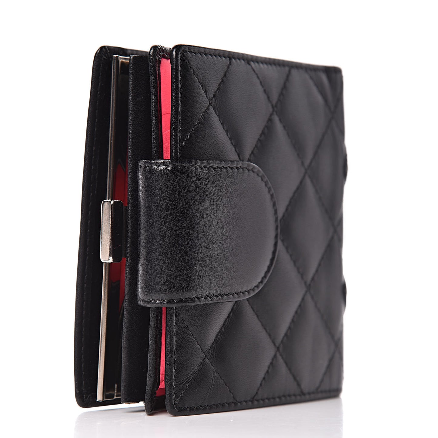 Calfskin Quilted Cambon Bi-Fold Wallet Black