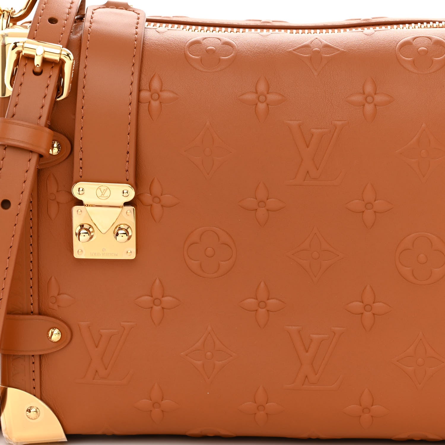 Louis Vuitton Calfskin Debossed Monogram Side Trunk Tan 7 of 9