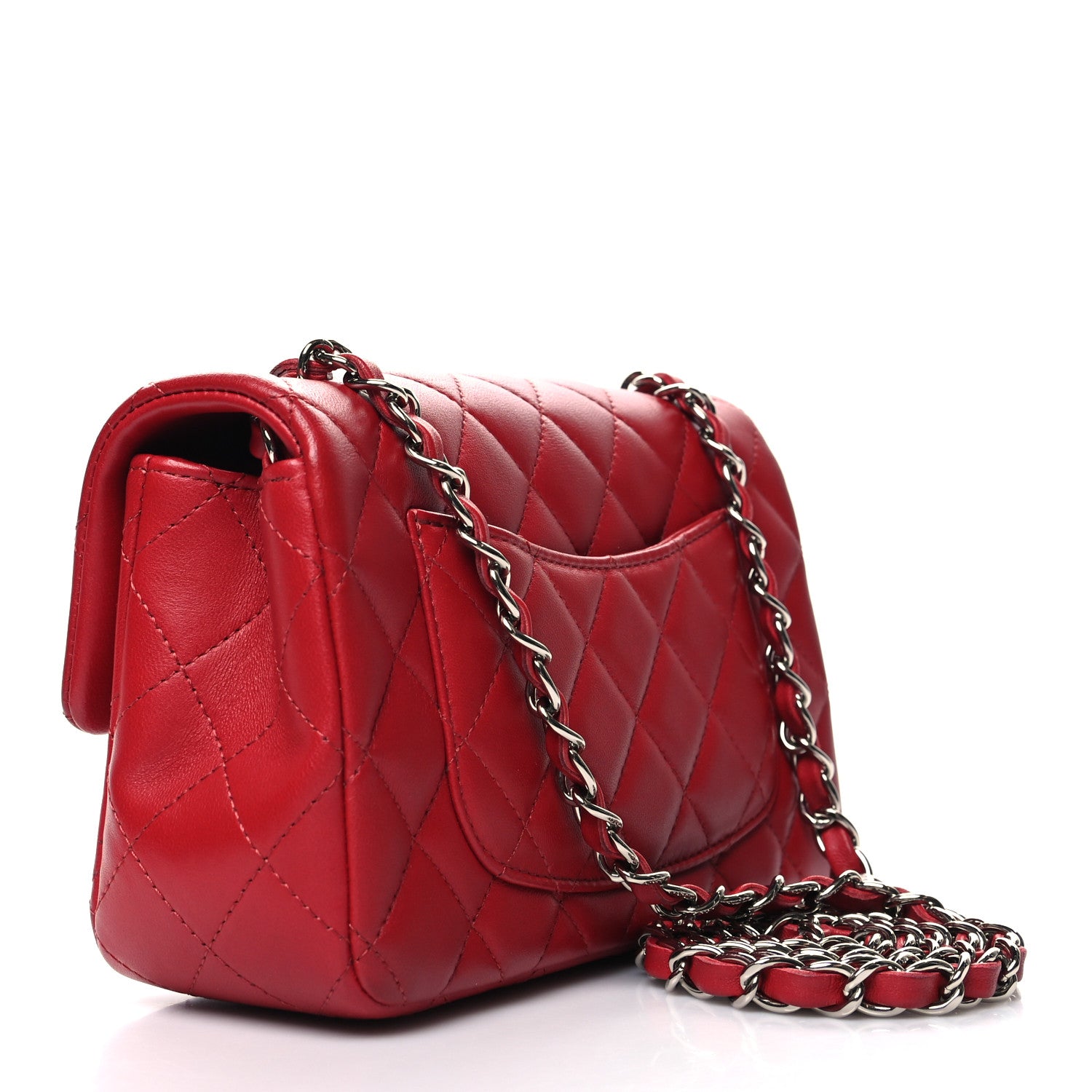 Chanel Lambskin Quilted Mini Rectangular Flap Red 2 of 10