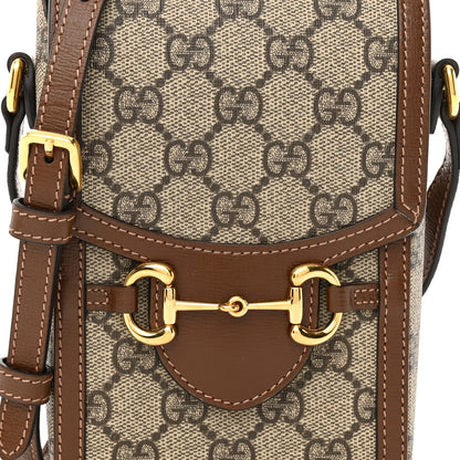 Gucci GG Supreme Monogram Mini Horsebit 1955 Crossbody Bag Beige Brown Sugar 8 of 10