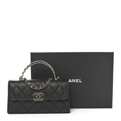 Chanel Caviar Quilted Chain Match Top Handle Phone Holder With Chain Black 11 of 11