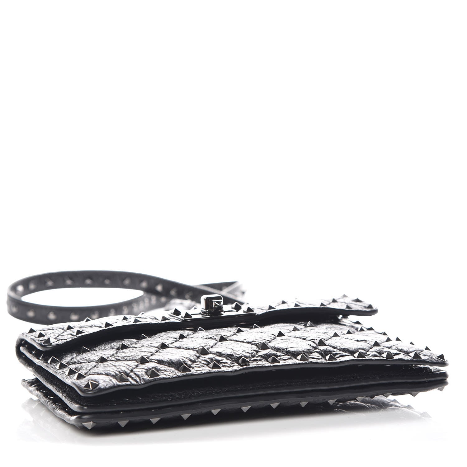 Valentino Garavani Craquele Nappa Rockstud Spike Crossbody Bag Black 4 of 10