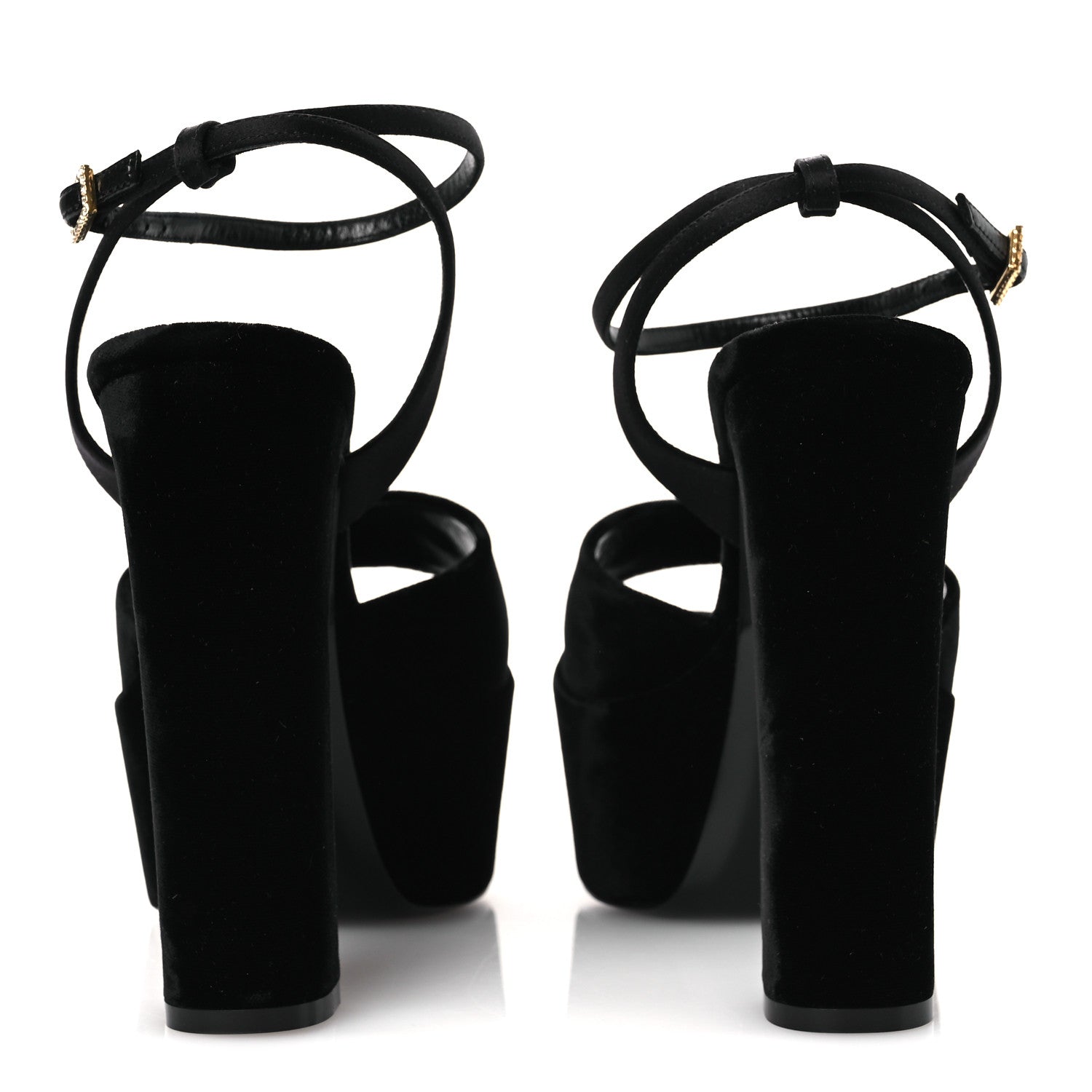 Saint Laurent Velvet Jodie Platform Sandals 38 Black 6 of 11