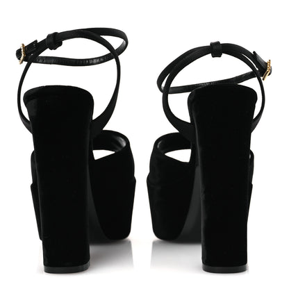 Saint Laurent Velvet Jodie Platform Sandals 38 Black 6 of 11