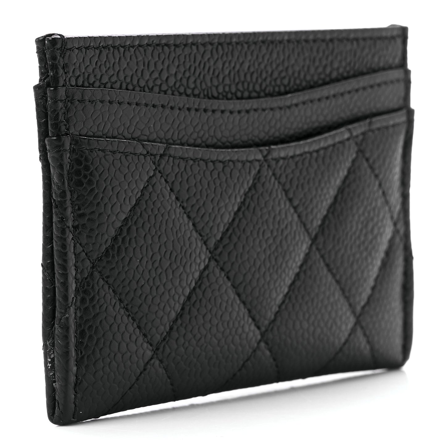 Caviar Quilted Card Holder Black