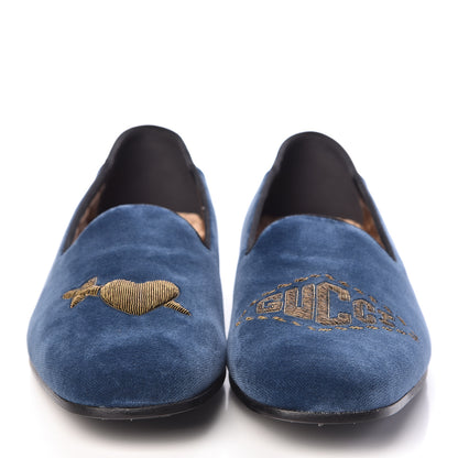 Gucci Velvet Mens Loafers 9 Blue 2 of 7