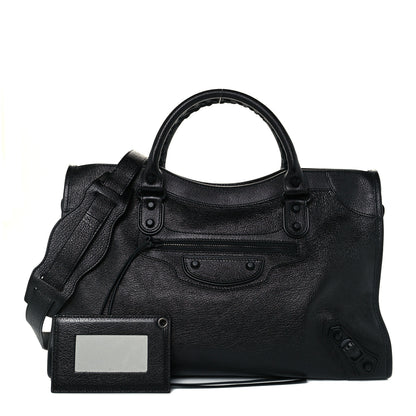 Balenciaga Shiny Grained Goatskin Black Metallic Edge City Black 1 of 10