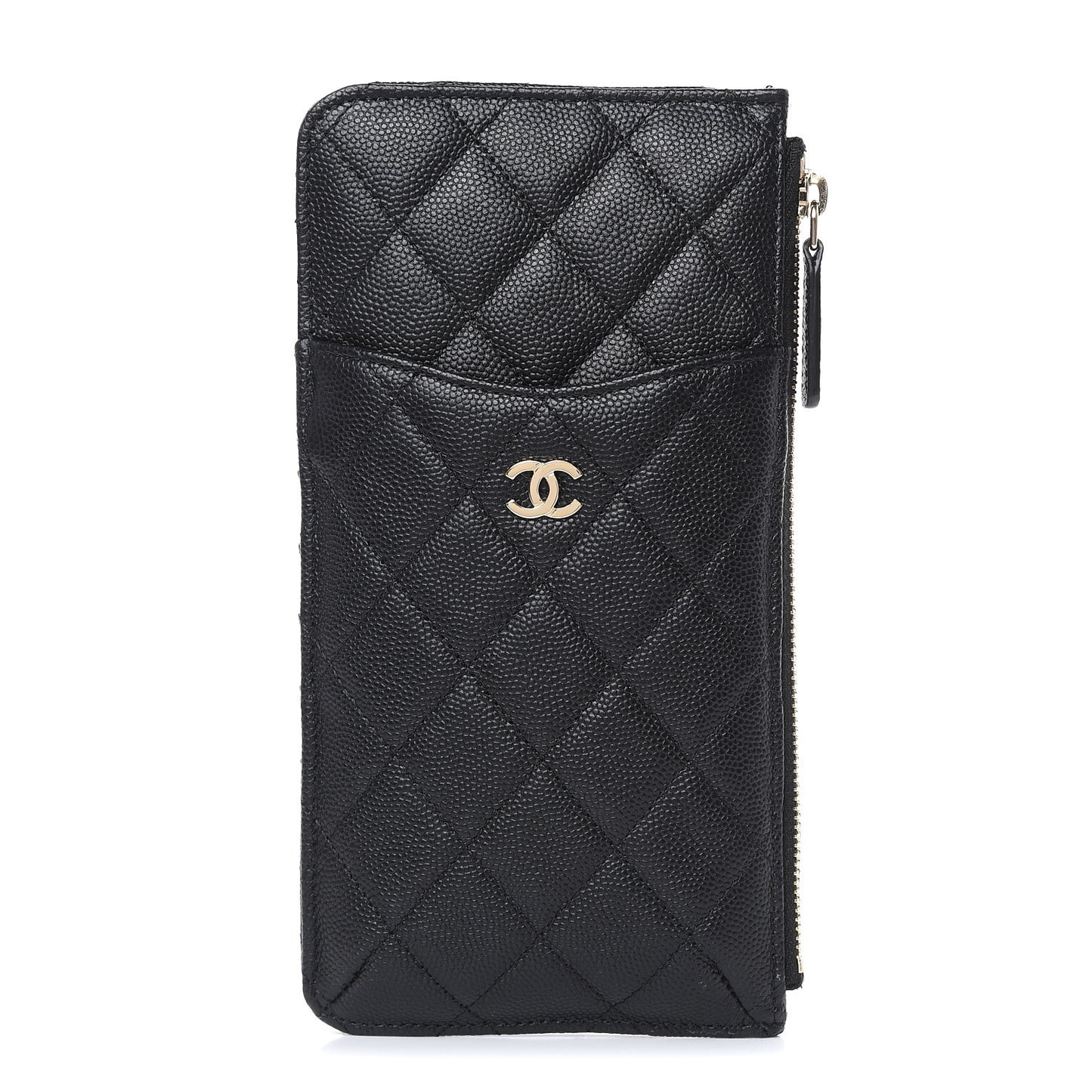 Caviar Quilted Classic Flat Wallet Pouch Black