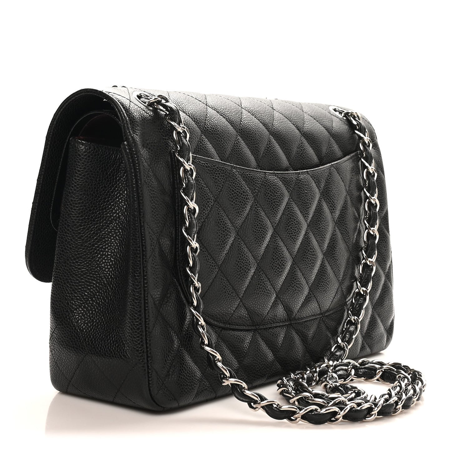 Caviar Quilted Jumbo Double Flap Black