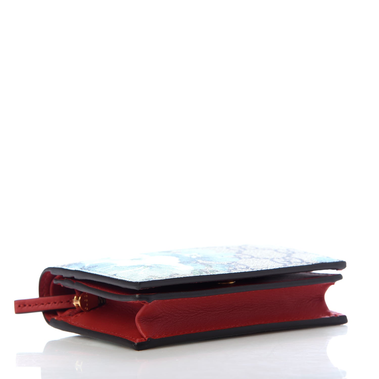 Gucci GG Supreme Monogram Blooms Card Case Wallet Beige Blue Navy Hibiscus Red 4 of 7