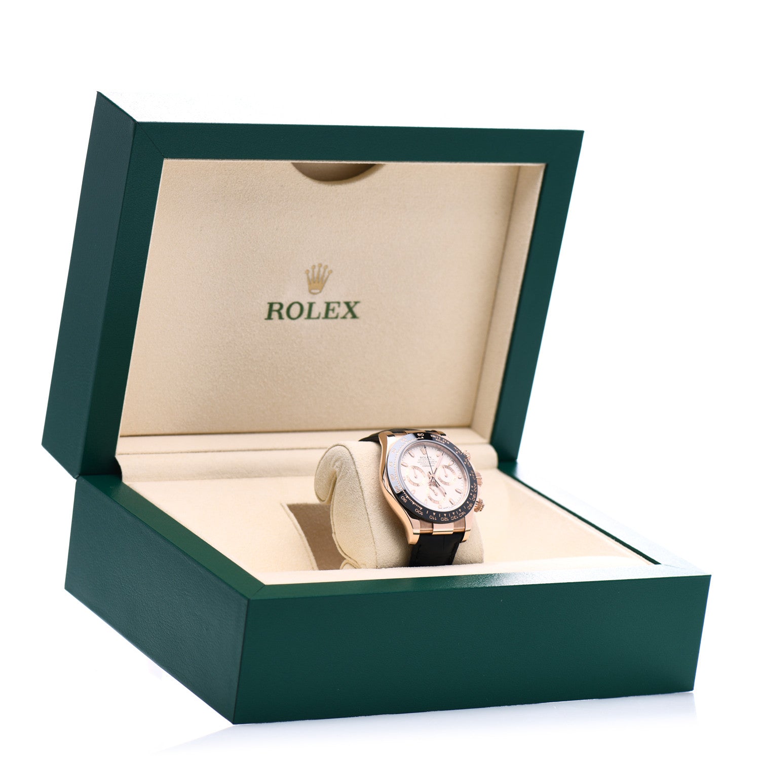 Rolex 18K Everose Gold Alligator 40mm Daytona Oyster Perpetual Watch Ivory 116515 5 of 5