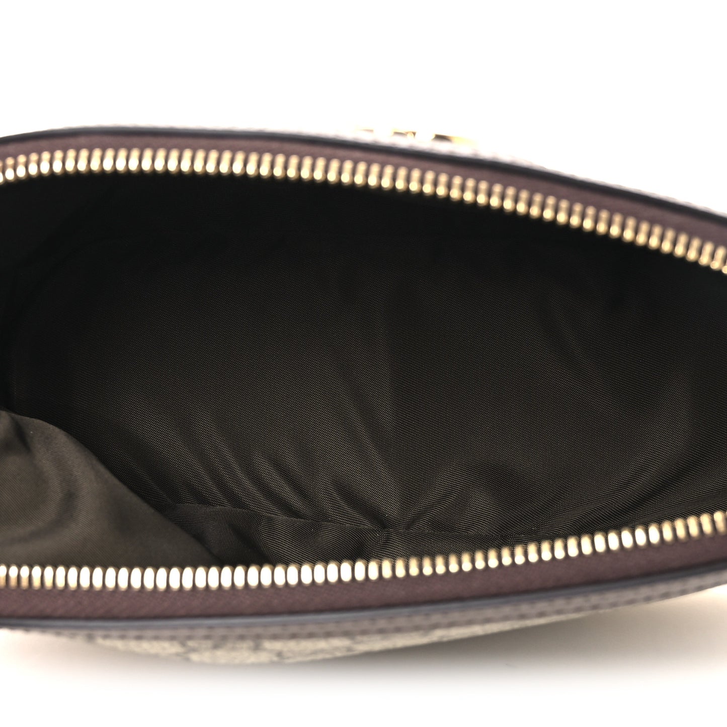 GG Supreme Monogram Textured Calfskin Web Large Ophidia Cosmetic Case Beige Ebony New Acero