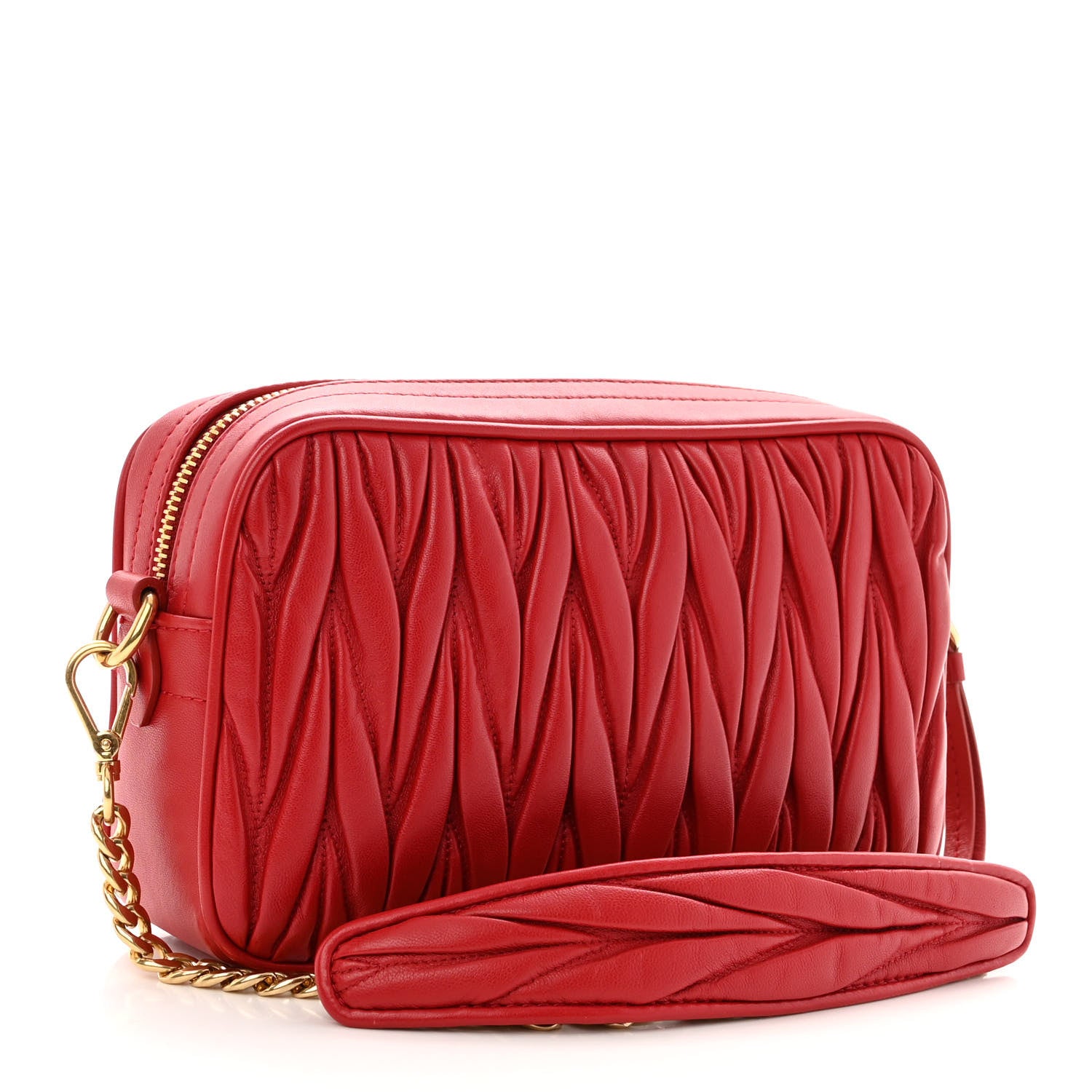 Miu Miu Nappa Matelasse Camera Bag Rosso 1298015 – FASHIONPHILE