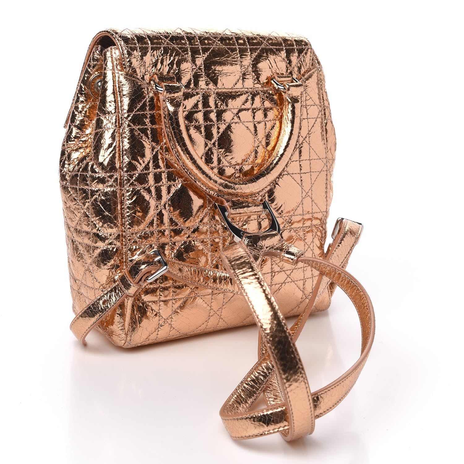 Christian Dior Ceramic Effect Deerskin Cannage Small Stardust Backpack Gold 2 of 8