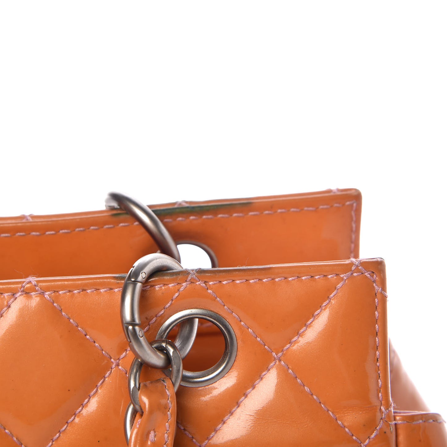 Patent Quilted Petit Timeless Tote PTT Orange