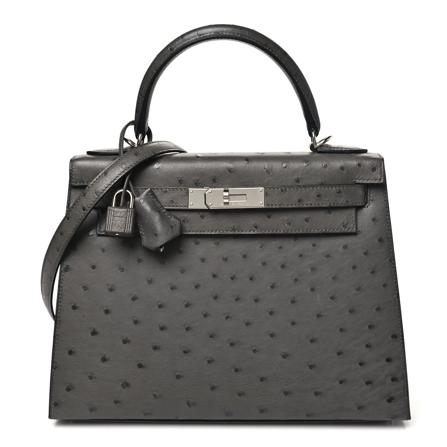Hermes Ostrich Kelly Sellier 28 Graphite 1 of 12