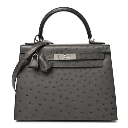 Hermes Ostrich Kelly Sellier 28 Graphite 1 of 12