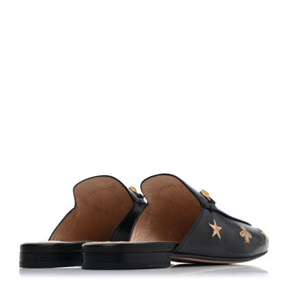 Gucci Goatskin Bee Star Embroidered Womens Princetown Slippers 40 Black 3 of 4