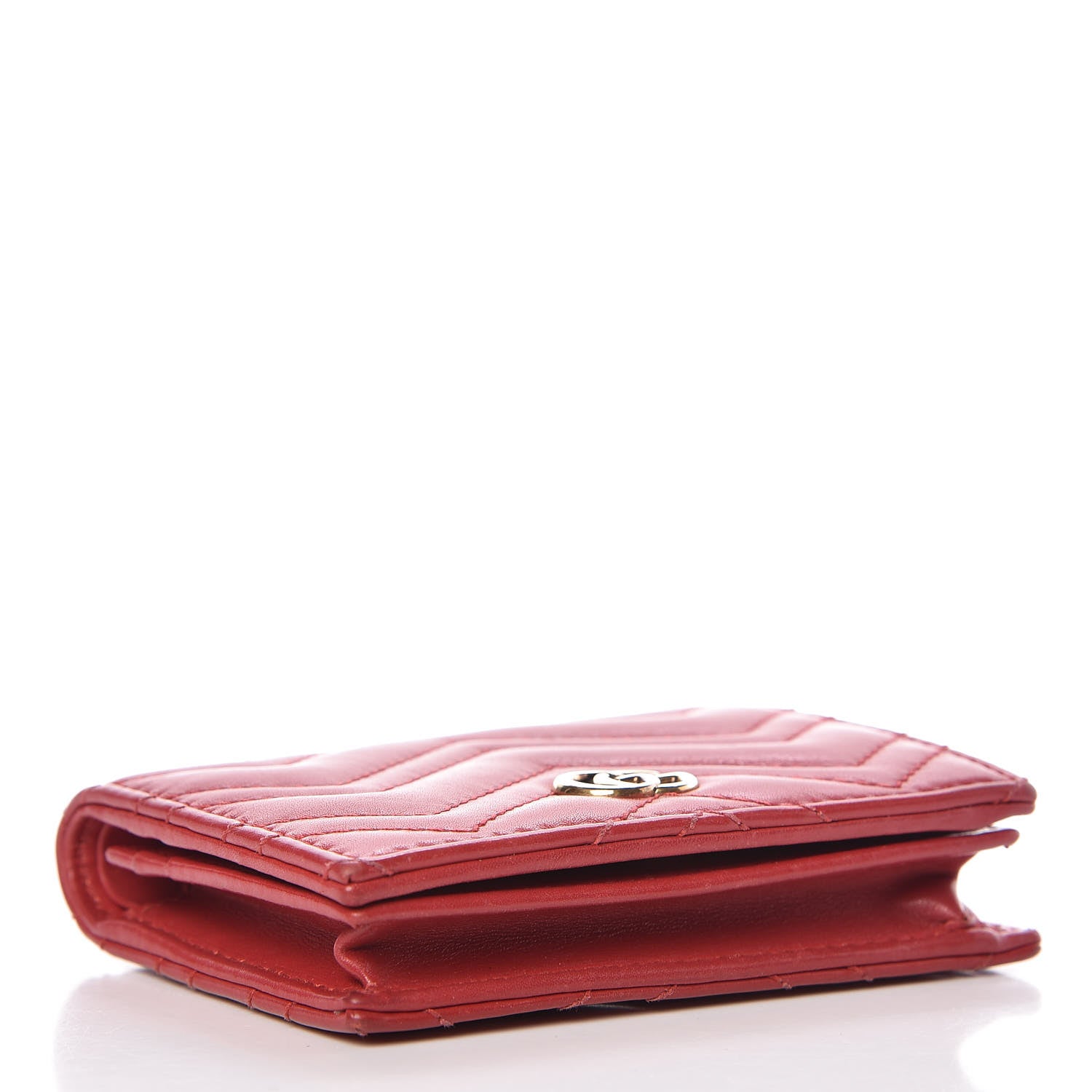 Gucci Calfskin Matelasse GG Marmont Card Case Hibiscus Red 4 of 8
