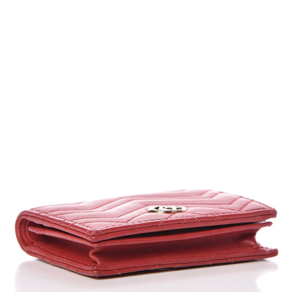 Gucci Calfskin Matelasse GG Marmont Card Case Hibiscus Red 4 of 8