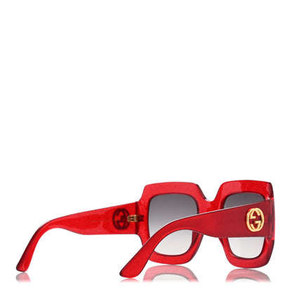 Gucci Acetate Square Frame Sunglasses GG0053S Glitter Red 4 of 7