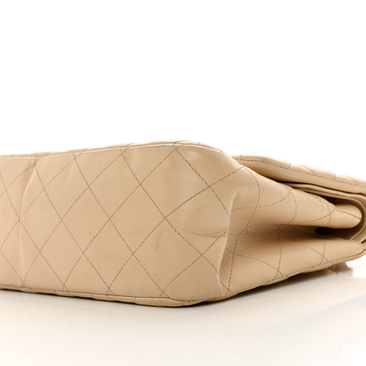 Lambskin Quilted Jumbo Double Flap Beige Clair