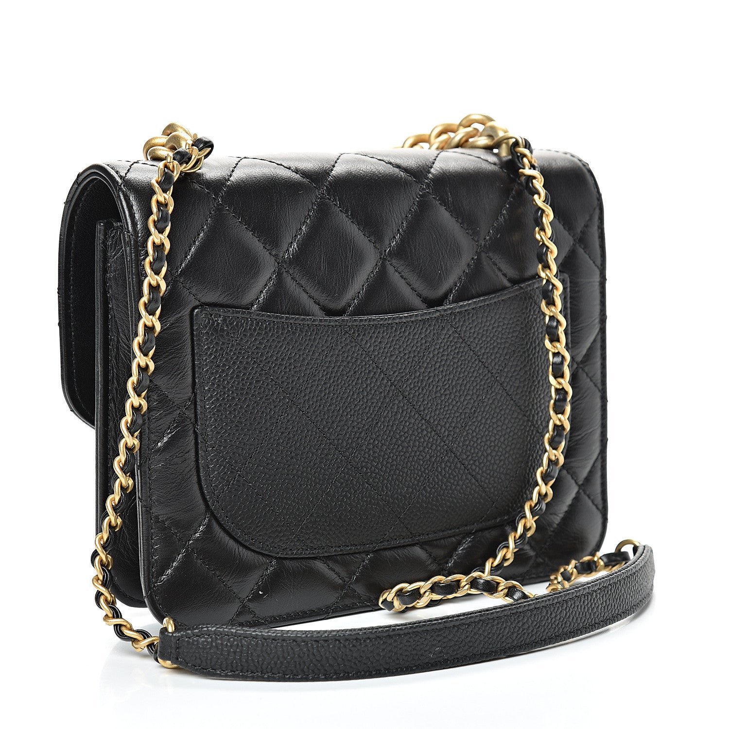 Chanel Calfskin Caviar Quilted Mini Chain Handle Flap Black 2 of 8
