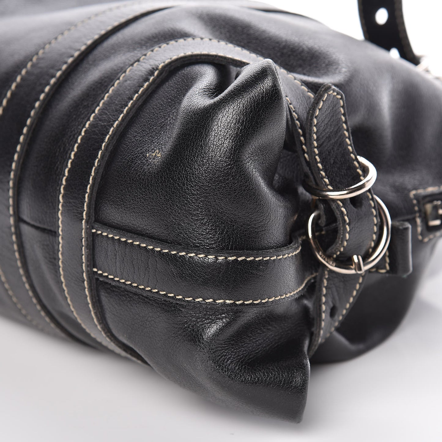 Calfskin Wrapping Satchel Bag Black