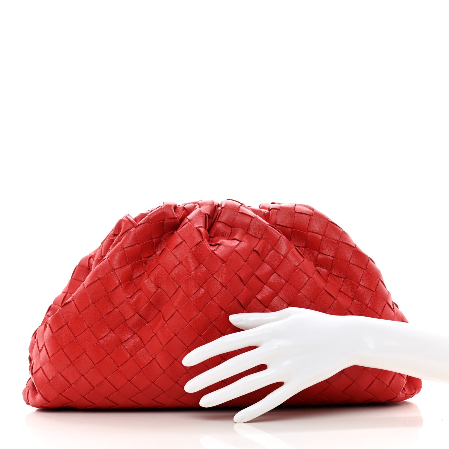 Bottega Veneta Nappa Maxi Intrecciato The Pouch Oversized Clutch Bright Red 2 of 9