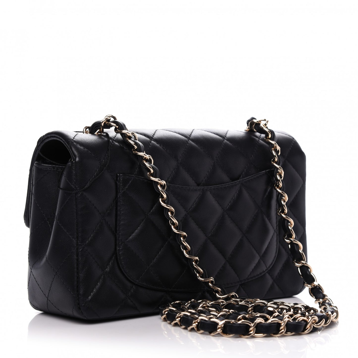 Lambskin Quilted Mini Rectangular Flap Black