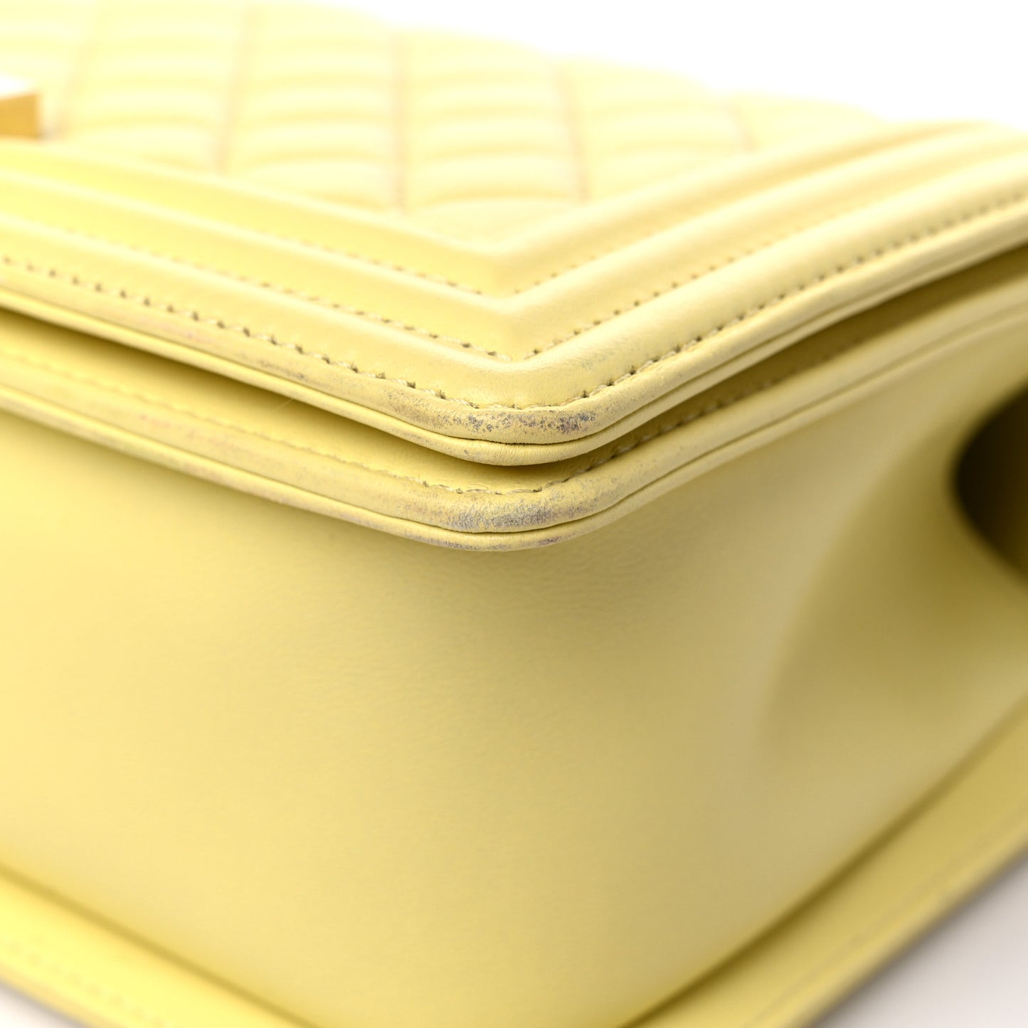 Lambskin Quilted Medium Boy Flap Yellow
